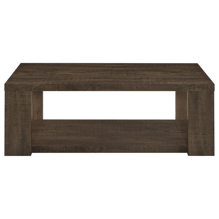 Pavone Open-Shelf Coffee and End Table Set - Dark Rustic Mango 2-Piece Set