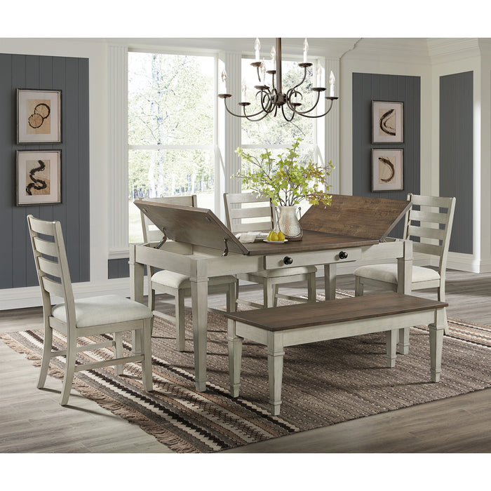 Farmington Ladder Back Dining Side Chair with Light Beige Fabric in Washed Stone (2 Per Carton)