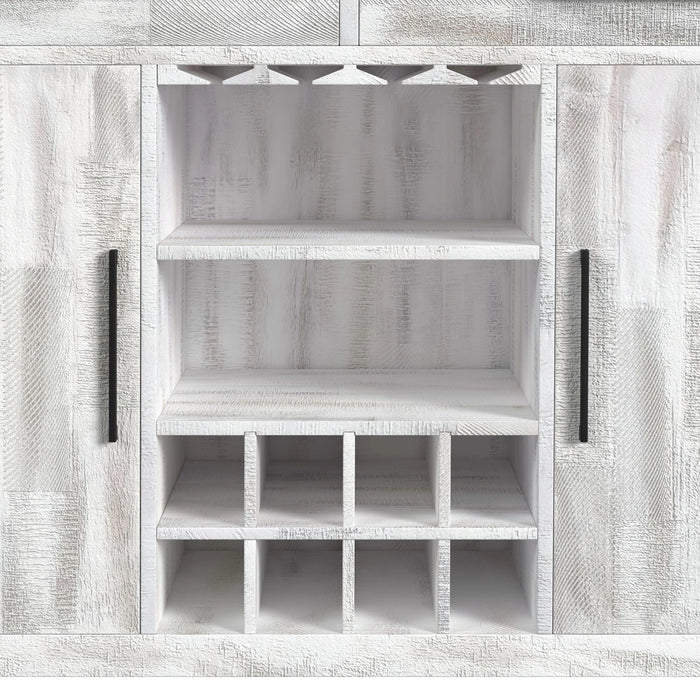 Rogen Rustic Bar Table with Ice Tray, USB and Power in Rustic White