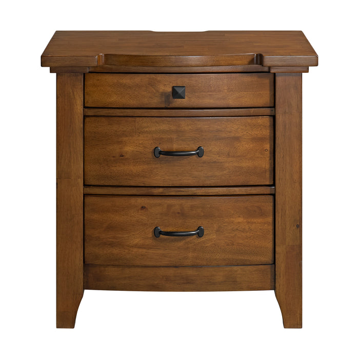 Gage 3-Drawer Nightstand with USB and Power in Chestnut
