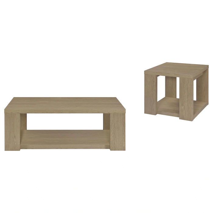 Pavone Open-Shelf Coffee and End Table Set - Latte 2-Piece Set