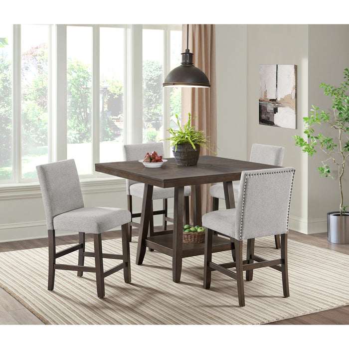 Seneca Counter Height Dining Set in Brown-Table and Four Chairs