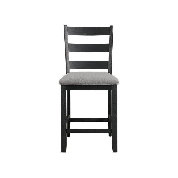 Martin Counter Side Chair with Grey Fabric - Black Finish (2 Per Carton)