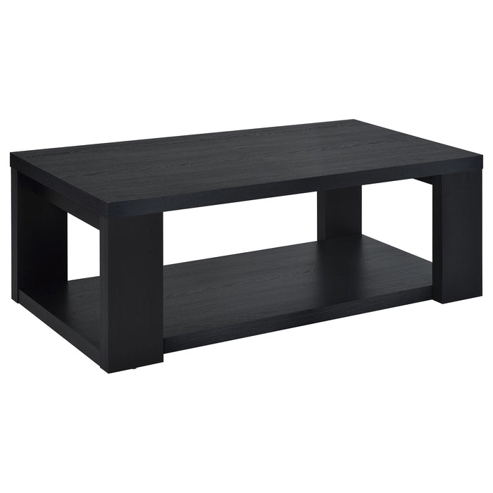 Pavone Open-Shelf Coffee and End Table Set - Black 3-Piece Set