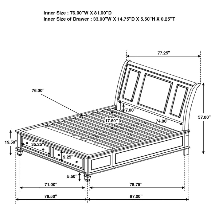 Sandy Beach Panel Platform Storage Bed