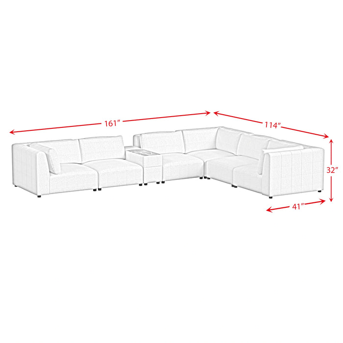 Zandara 7PC Modular Set in Olefin Beige with Pillows