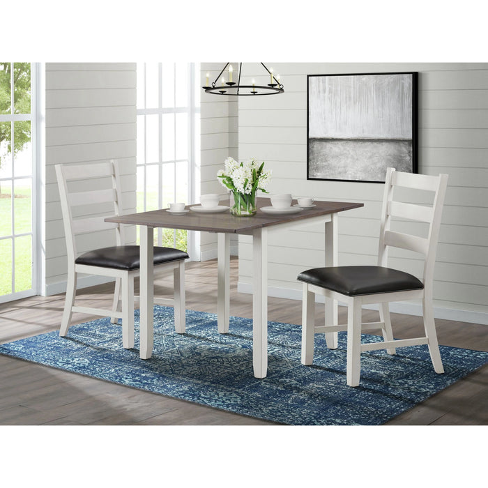 Martin 3 pc Drop Leaf Dining Set (Dark Brown Top - White Base)