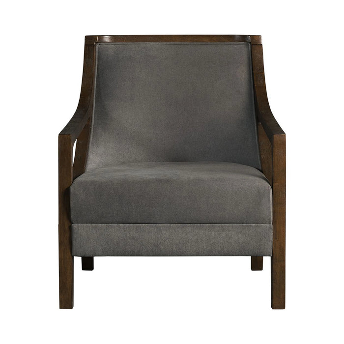 Hopkins Chair w/Brown Arm Columbia Charcoal