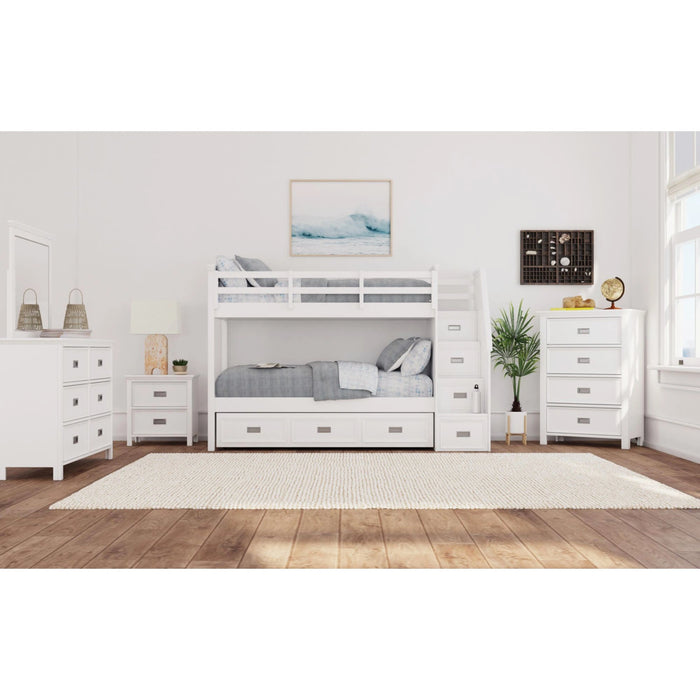 Hampton Kids Over Bunk with Staircase and Trundle Bedroom Set