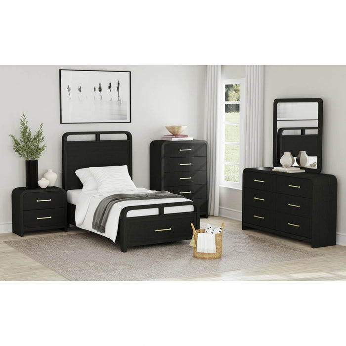 Ridgemont Storage Bed in Black with Grain