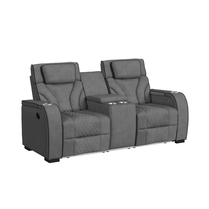 Blitz Motion Loveseat with Console, and LED