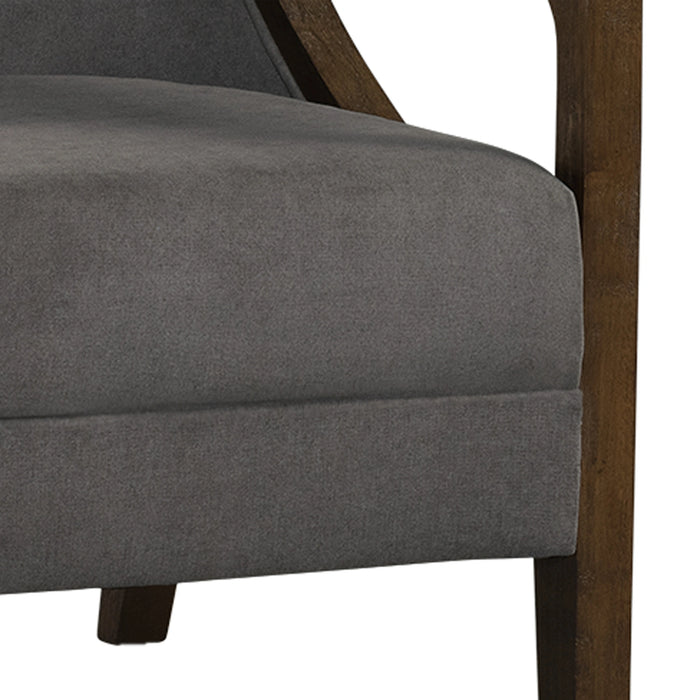 Hopkins Chair w/Brown Arm Columbia Charcoal (ISTA 3)