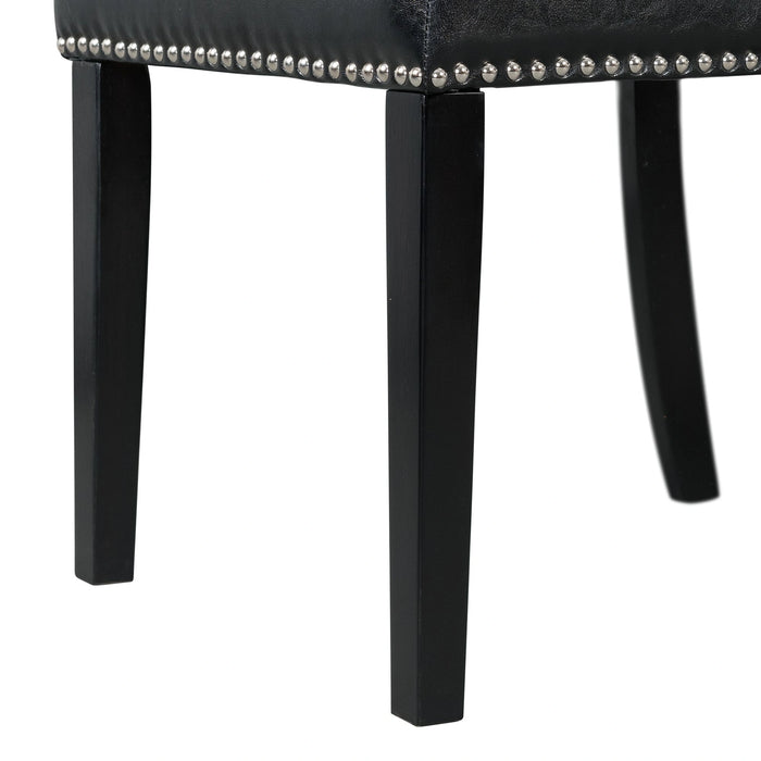 Francesca White Marble Rectangular 5PC Dining Set-Table & Four Black PU Chairs