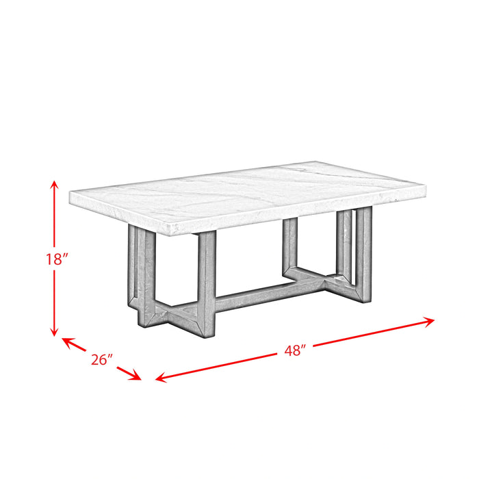 Morris 2PC Occasional Marble Table Set in White