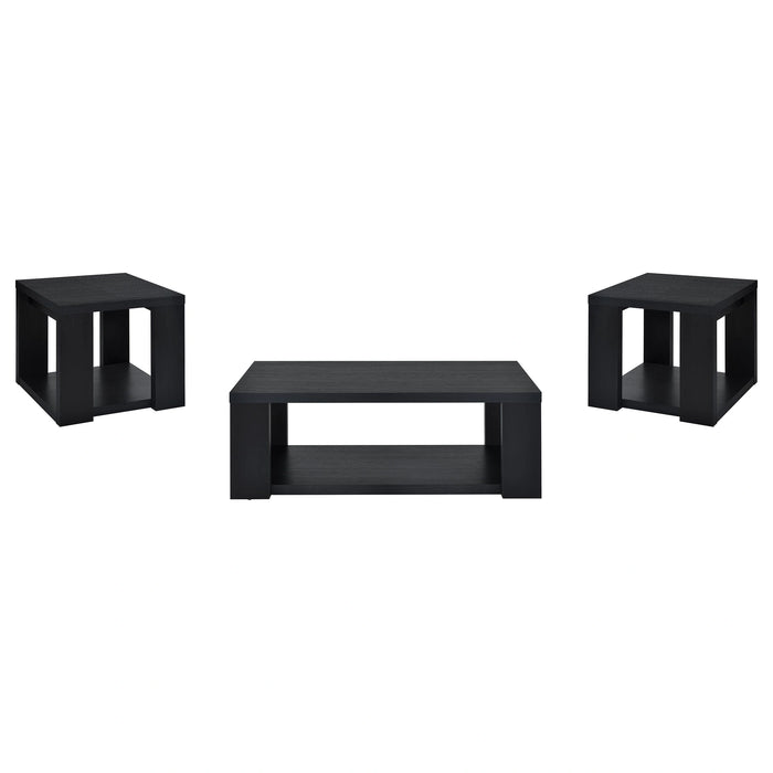 Pavone Open-Shelf Coffee and End Table Set - Black 3-Piece Set