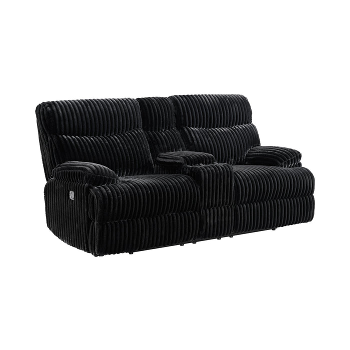 Admiral 2PC Living Room Set in Masis Black-Sofa & Loveseat