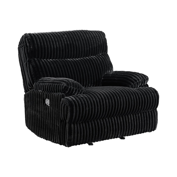 Admiral 3PC Living Room Set in Masis Black-Sofa, Loveseat & Recliner