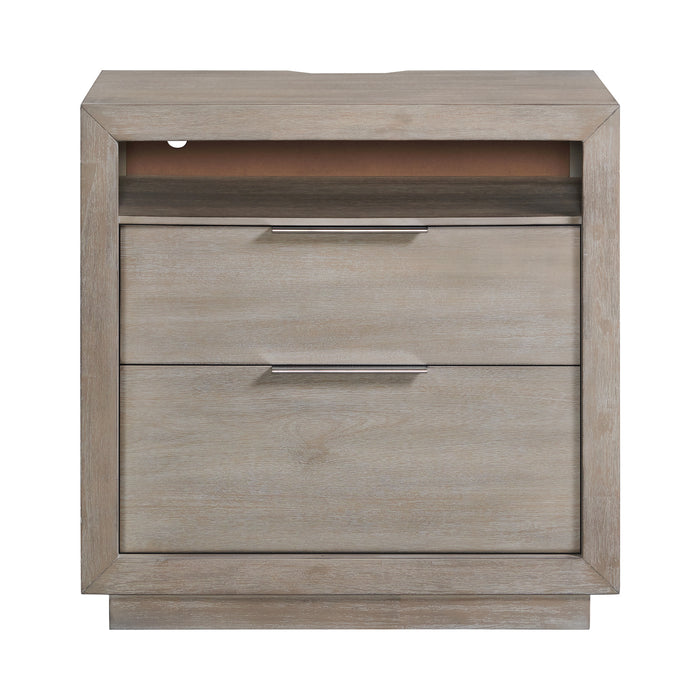 Arcadia 2-Drawer Nightstand with USB in Grey