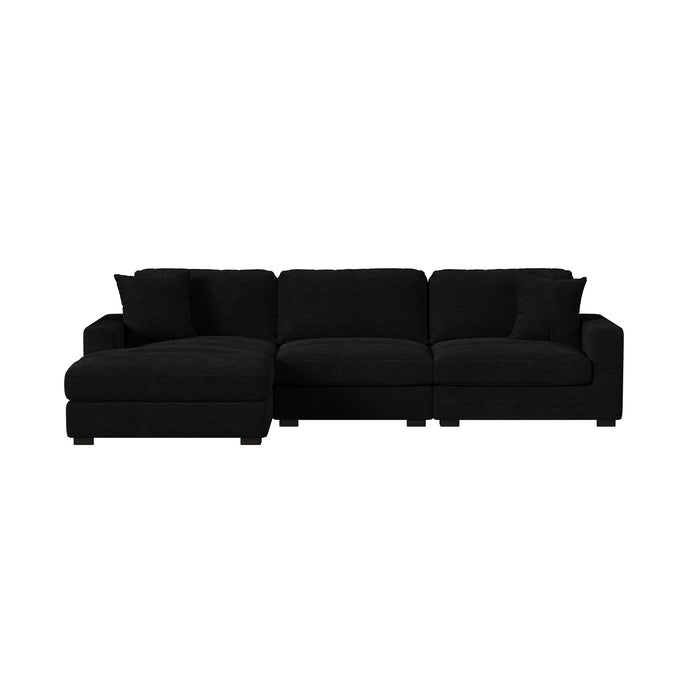 Arizona 3PC Sectional Set with LHF Chaise in Steno Black