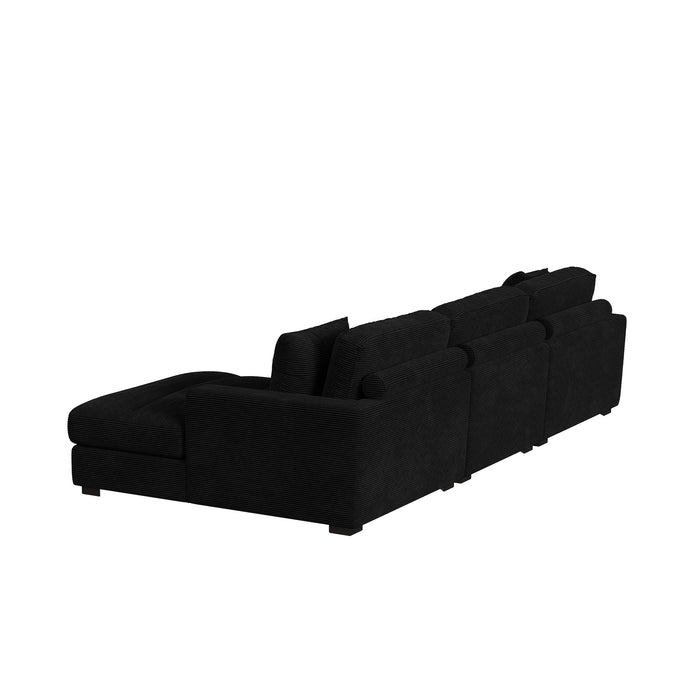Arizona 3PC Sectional Set with RHF Chaise in Steno Black