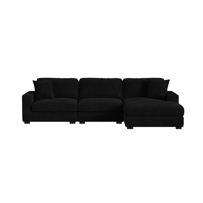 Arizona 3PC Sectional Set with RHF Chaise in Steno Black