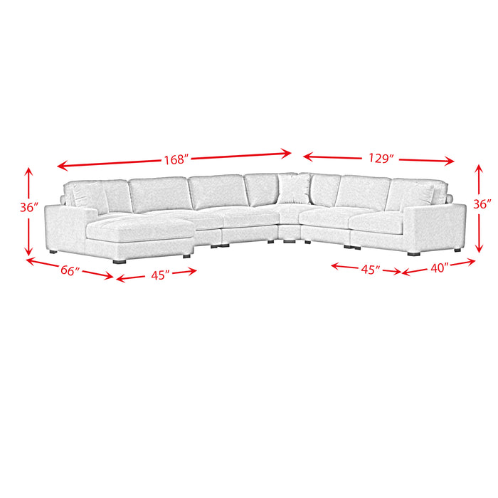 Arizona 6PC Sectional Set with LHF Chaise in Steno Black