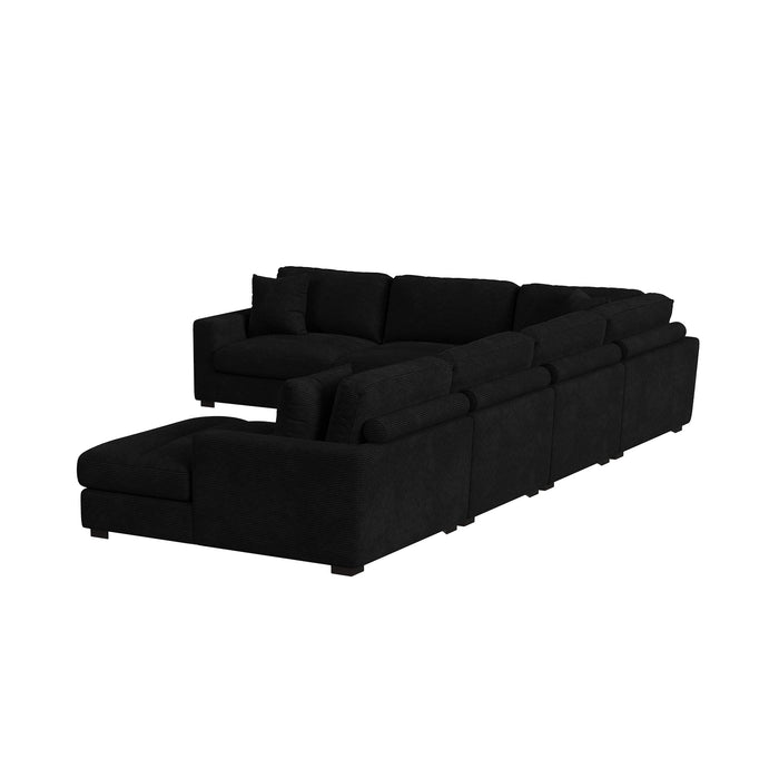 Arizona 6PC Sectional Set with RHF Chaise in Steno Black
