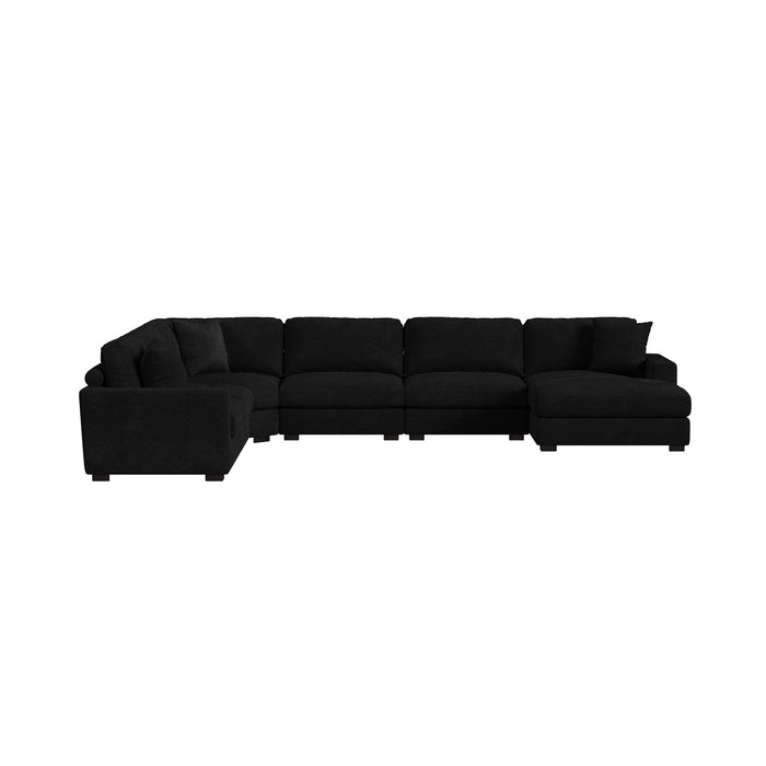 Arizona 6PC Sectional Set with RHF Chaise in Steno Black