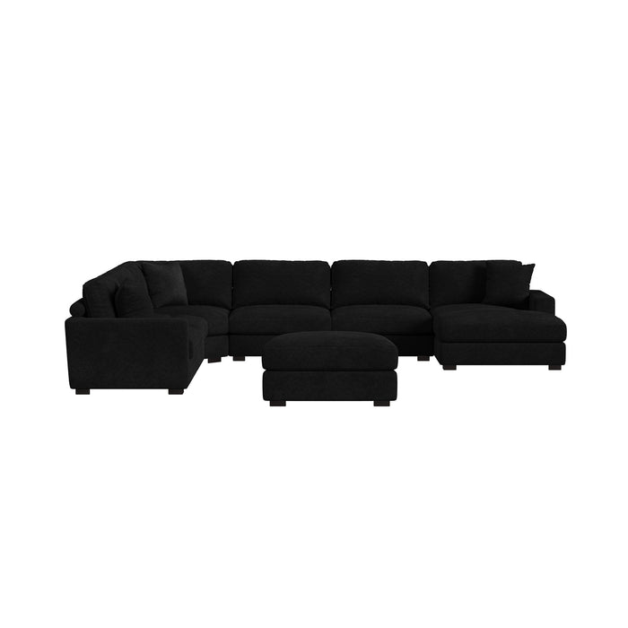 Arizona 7PC Sectional Set with RHF Chaise in Steno Black
