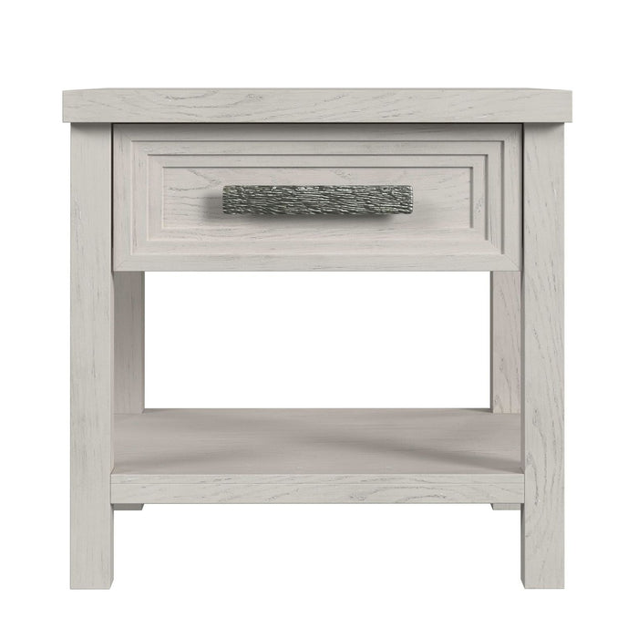 Avalanche End Table with USB in Antique White