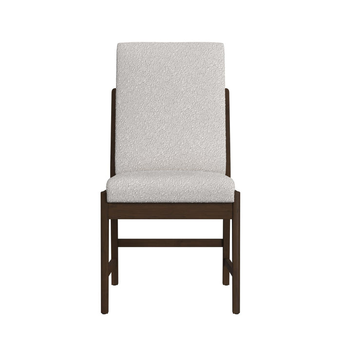 Brisbane Dining Side Chair with Boucle Beige Fabric in Brown (2 Per Carton)