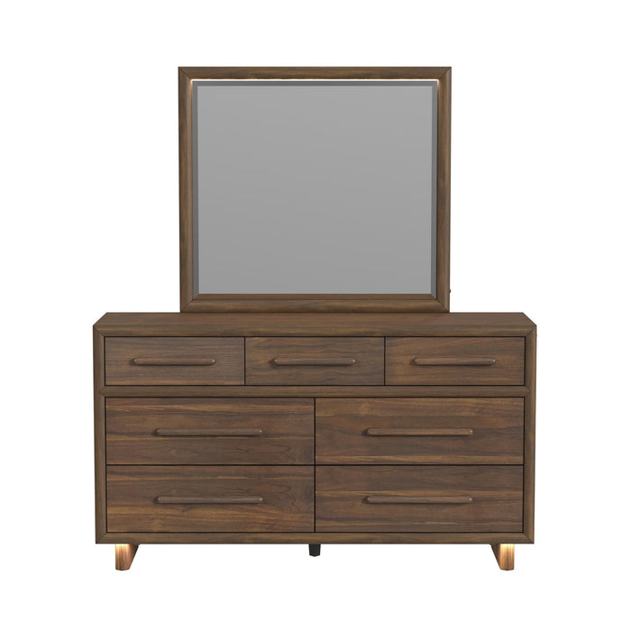 Brisbane Dresser and Mirror Set with LED in Brown