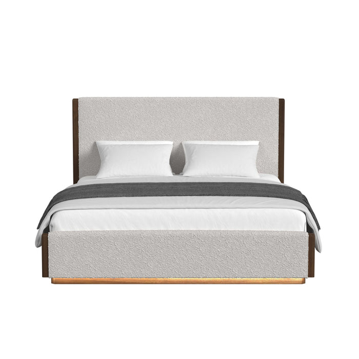 Brisbane UPH Bed with Boucle Beige and LED