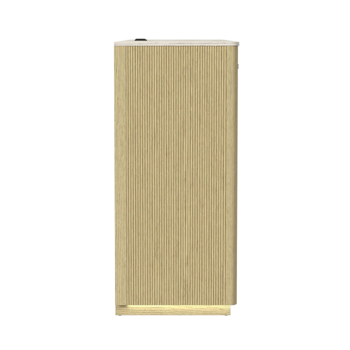 Cambrie Buffet with LED and Power in Off-White and Natural