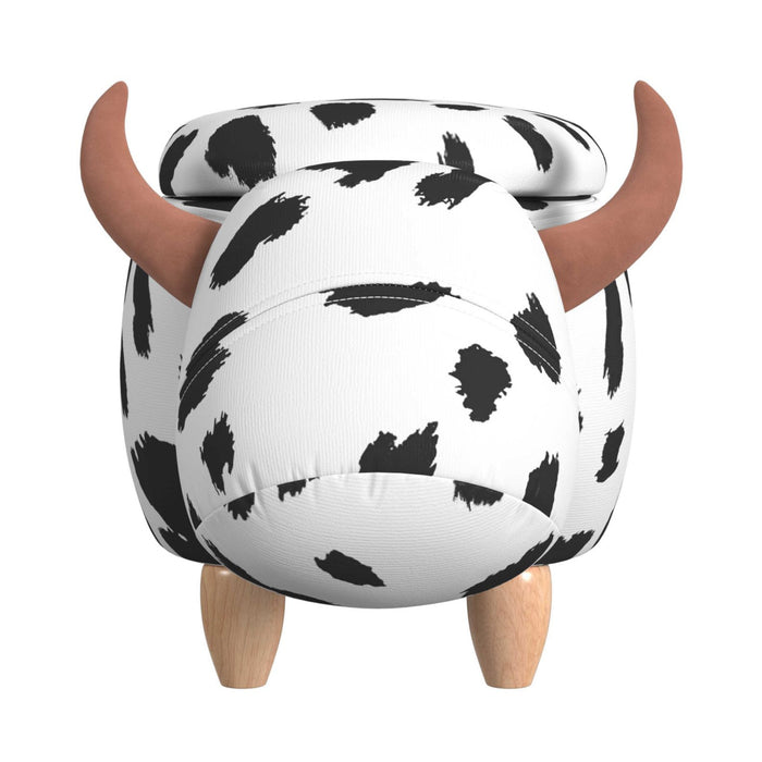 Cow Storage Stool in White and Black