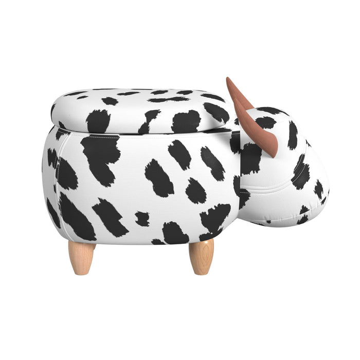 Cow Storage Stool in White and Black