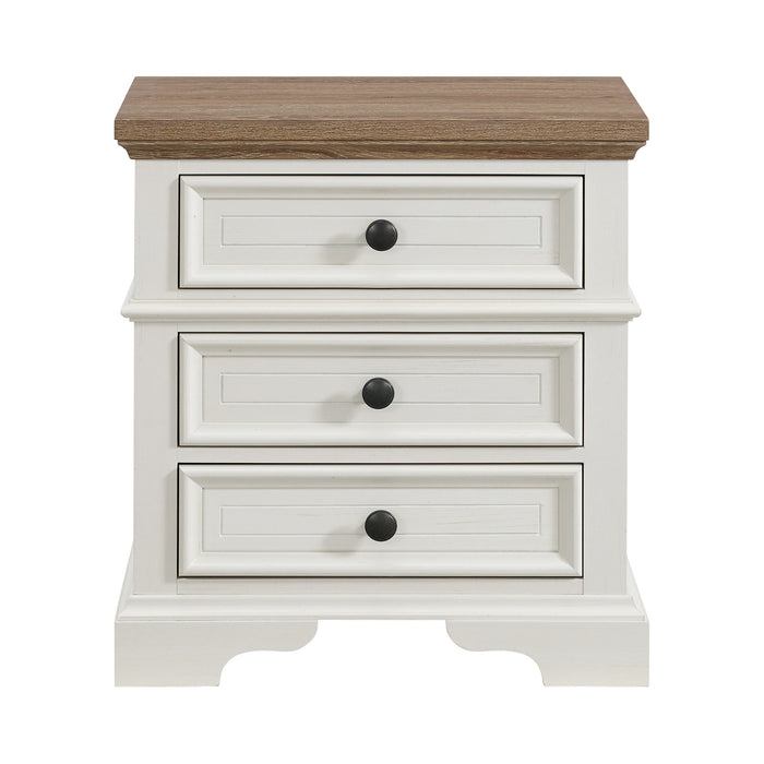 Eastwood Youth 3-Drawer Nightstand in Brown and Off-White