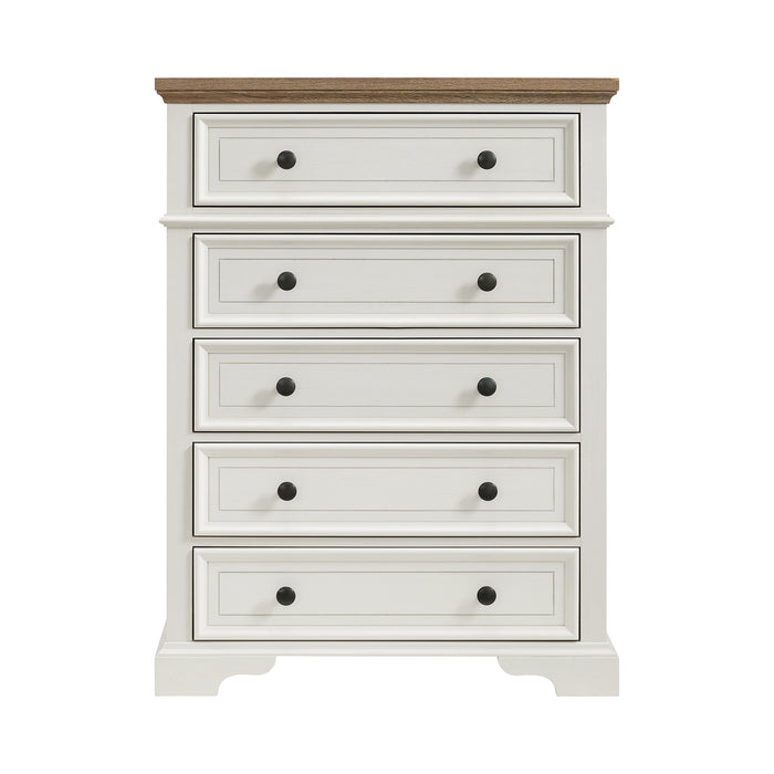 Eastwood Youth 5-Drawer Chest in Brown and Off-White