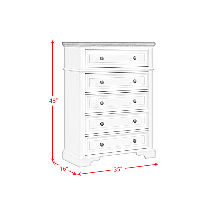 Eastwood Youth 5-Drawer Chest in Brown and Off-White