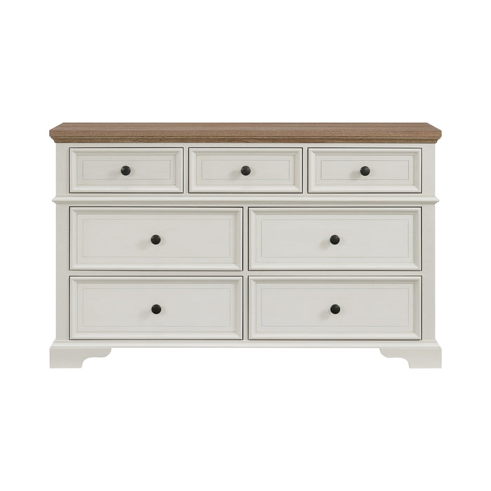 Eastwood Youth 7-Drawer Dresser in Brown and Off-White