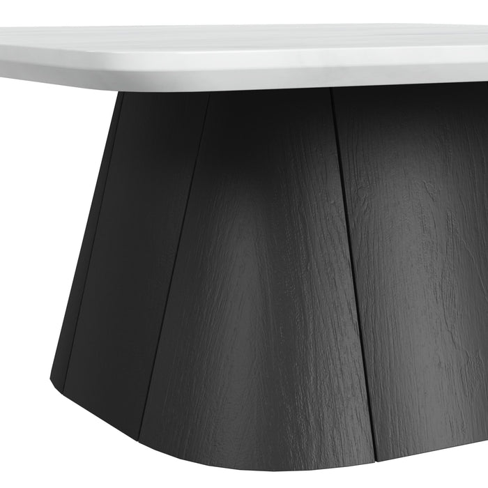 Edison 2PC Occasional Table Set in White and Black-Coffee Table & End Table