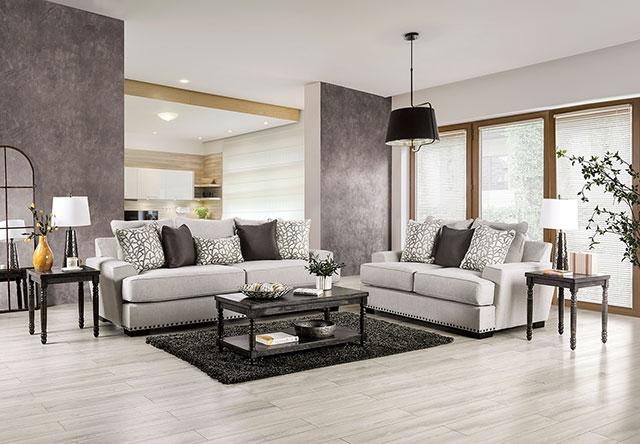 ＤＩＶＡＮＣＯ　ＳＯＦＡＲ　ＢＬＡＣＫ／ＬＩＧＨＴ　ＧＲＡＹ Benjara Delaney 97 in. Straight Arm Polyester Rectangle Sofa in