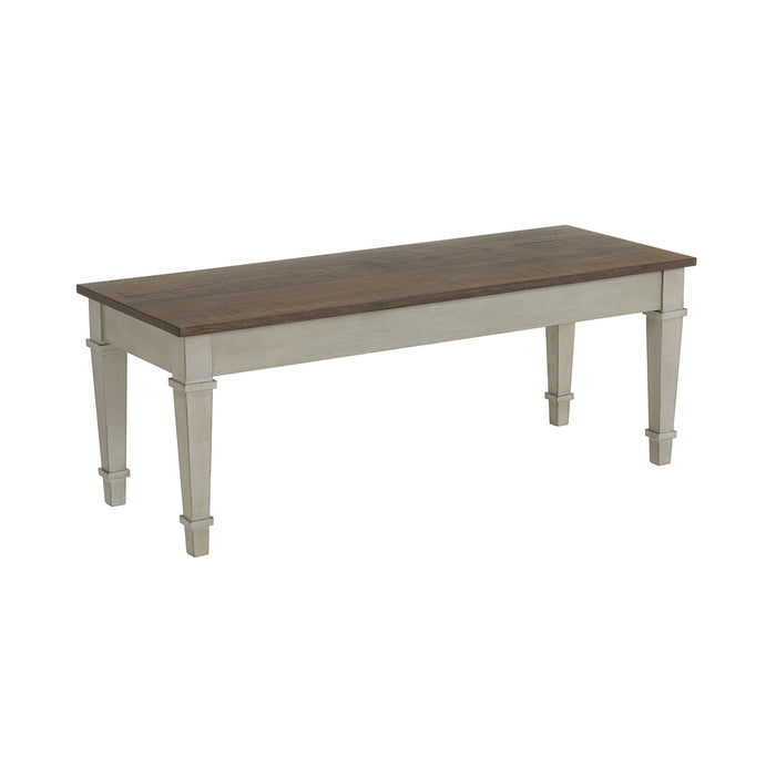 Farmington Standard Height Dining Set in Medium Brown and Washed Stone-Rectangular Table and Four Chairs