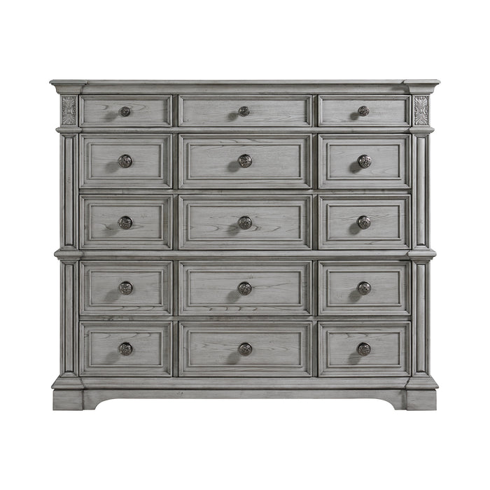 Glenmore 15-Drawer Mansion Chest in Aged Grey