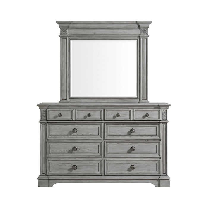 Glenmore Dresser and Mirror Set in Aged Grey