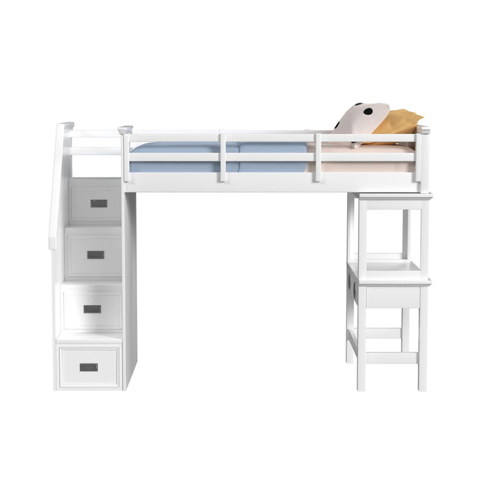 Hampton Kids Loft with Staircase and Desk with Speaker