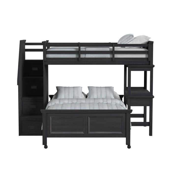 Hampton Kids Over Loft with Staircase and Desk with Speaker