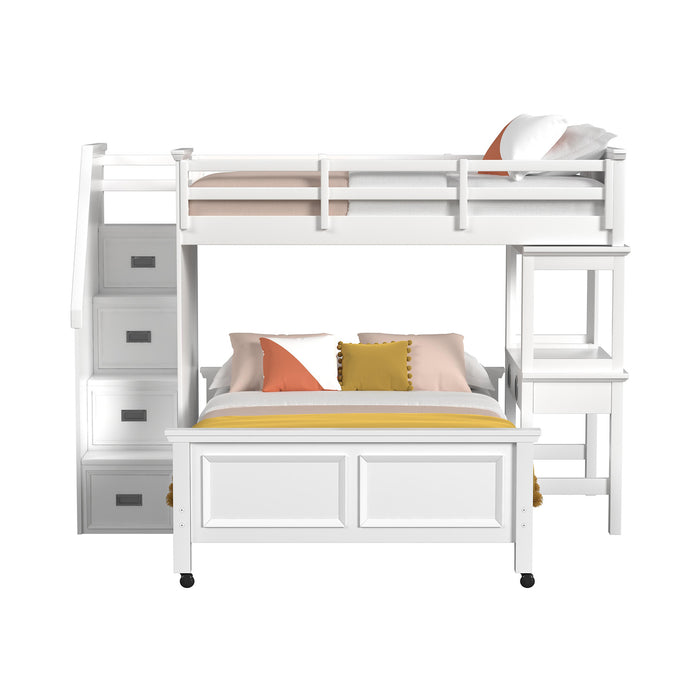 Hampton Kids Over Loft with Staircase and Desk with Speaker