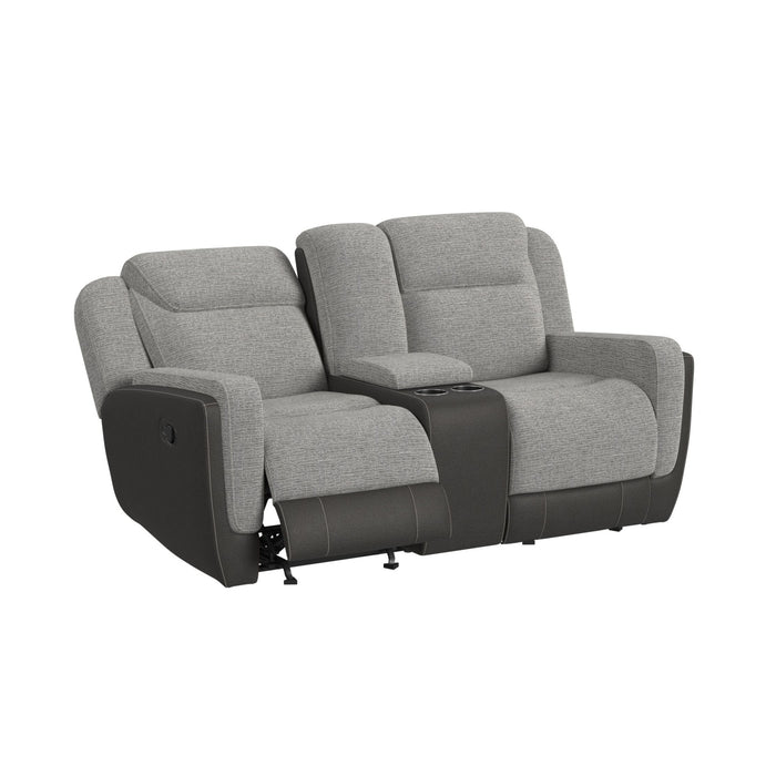 Hornet Motion Glider Loveseat with Console in Rancho Grey