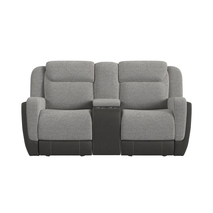 Hornet Motion Glider Loveseat with Console in Rancho Grey